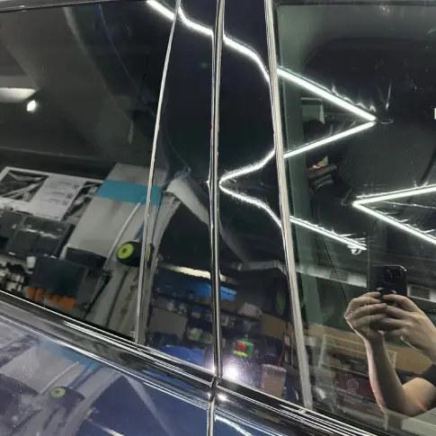 Deep, glossy finish on a sedan after ceramic coating in Mississauga.