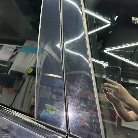 Paint with visible swirl marks under direct light before coating in Mississauga.