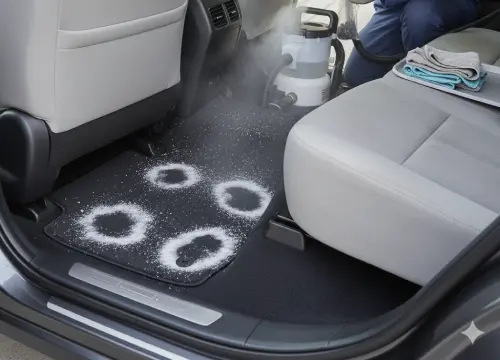 Salt stain removal from interior fabrics and carpets after winter exposure